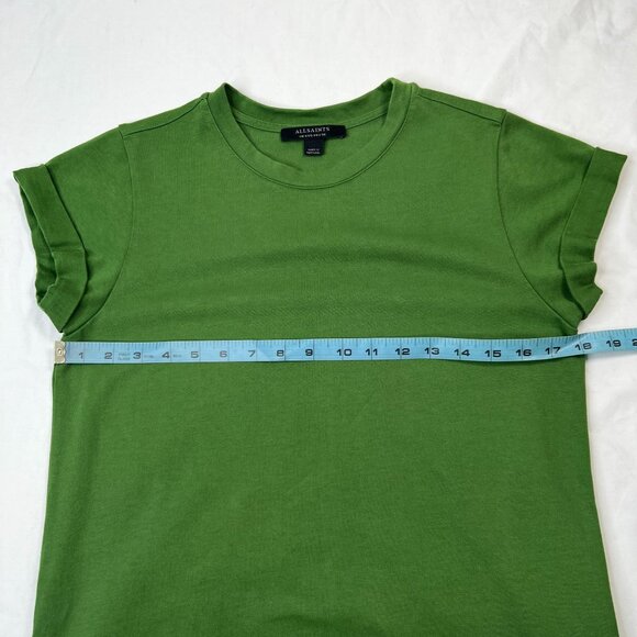 ALL SAINTS Anna Maxi T-Shirt Dress Modern Cotton Side Slits Shapeless Green US 4 - Picture 8 of 14